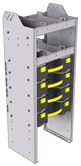 14-1348-4 Square back carry case cabinet 18-7/8"Wide x 13.5"Deep x 48"High with 4 Carrycases