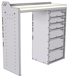 18-4536-RD Workbench 43"Wide x 15.5"Deep x 36"high with a 6 Drawer unit on Right hand side