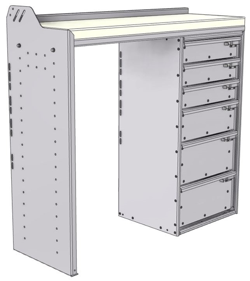 18-4536-RD Workbench 43"Wide x 15.5"Deep x 36"high with a 6 Drawer unit on Right hand side