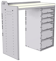 18-4836-RD Workbench 43"Wide x 18.5"Deep x 36"high with a 6 Drawer unit on Right hand side