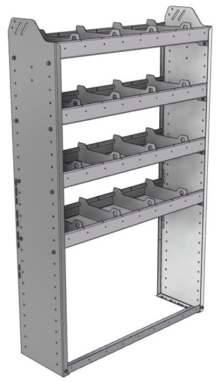 20-3158-4 Square back shelf unit 36"Wide x 11.5"Deep x 58"High with 4 shelves