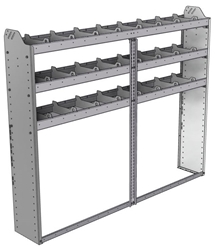 20-7158-3 Square back shelf unit 72"Wide x 11.5"Deep x 58"High with 3 shelves