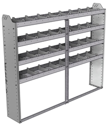 20-7158-4 Square back shelf unit 72"Wide x 11.5"Deep x 58"High with 4 shelves
