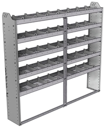 20-7163-5 Square back shelf unit 72"Wide x 11.5"Deep x 63"High with 5 shelves