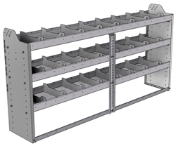 20-7336-3 Square back shelf unit 72"Wide x 13.5"Deep x 36"High with 3 shelves