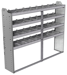 20-7358-4 Square back shelf unit 72"Wide x 13.5"Deep x 58"High with 4 shelves