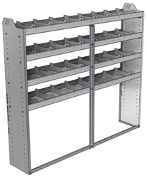 20-7363-4 Square back shelf unit 72"Wide x 13.5"Deep x 63"High with 4 shelves