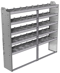 20-7363-5 Square back shelf unit 72"Wide x 13.5"Deep x 63"High with 5 shelves