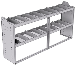 20-7536-2 Square back shelf unit 72"Wide x 15.5"Deep x 36"High with 2 shelves