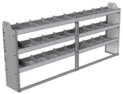 20-8136-3 Square back shelf unit 84"Wide x 11.5"Deep x 36"High with 3 shelves