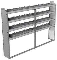 20-8158-4 Square back shelf unit 84"Wide x 11.5"Deep x 58"High with 4 shelves