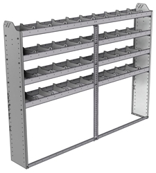 20-8163-4 Square back shelf unit 84"Wide x 11.5"Deep x 63"High with 4 shelves