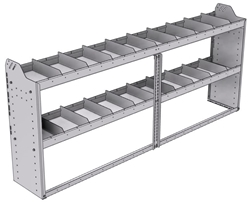 20-8336-2 Square back shelf unit 84"Wide x 13.5"Deep x 36"High with 2 shelves
