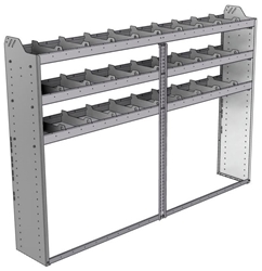 20-8358-3 Square back shelf unit 84"Wide x 13.5"Deep x 58"High with 3 shelves