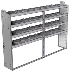 20-8358-4 Square back shelf unit 84"Wide x 13.5"Deep x 58"High with 4 shelves