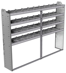 20-8363-4 Square back shelf unit 84"Wide x 13.5"Deep x 63"High with 4 shelves