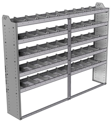 20-8363-5 Square back shelf unit 84"Wide x 13.5"Deep x 63"High with 5 shelves
