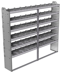 20-8372-6 Square back shelf unit 84"Wide x 13.5"Deep x 72"High with 6 shelves