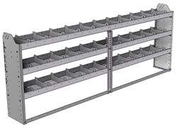 20-9136-3 Square back shelf unit 96"Wide x 11.5"Deep x 36"High with 3 shelves