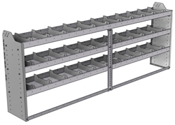 20-9336-3 Square back shelf unit 96"Wide x 13.5"Deep x 36"High with 3 shelves