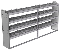 20-9348-4 Square back shelf unit 96"Wide x 13.5"Deep x 48"High with 4 shelves