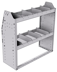 21-3336-2 Profiled back shelf unit 36"Wide x 13.5"Deep x 36"High with 2 shelves