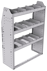 21-3348-3 Profiled back shelf unit 36"Wide x 13.5"Deep x 48"High with 3 shelves