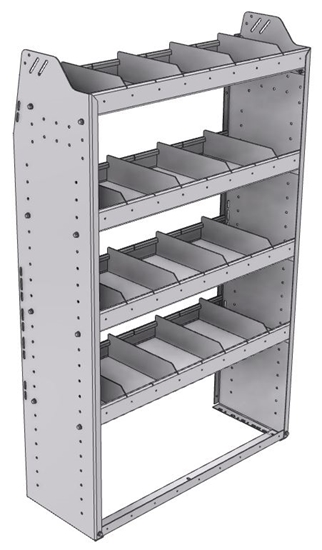 21-3358-4 Profiled back shelf unit 36"Wide x 13.5"Deep x 58"High with 4 shelves