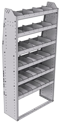 21-3372-6 Profiled back shelf unit 36"Wide x 13.5"Deep x 72"High with 6 shelves