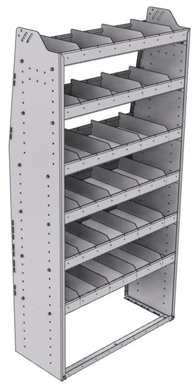 21-3572-6 Profiled back shelf unit 36"Wide x 15.5"Deep x 72"High with 6 shelves