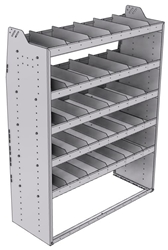 21-4863-5 Profiled back shelf unit 48"Wide x 18.5"Deep x 63"High with 5 shelves