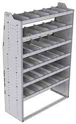 21-4872-6 Profiled back shelf unit 48"Wide x 18.5"Deep x 72"High with 6 shelves