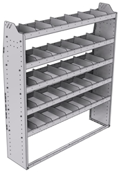 21-5363-5 Profiled back shelf unit 56"Wide x 13.5"Deep x 63"High with 5 shelves