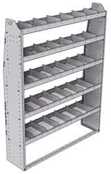 21-5372-5 Profiled back shelf unit 56"Wide x 13.5"Deep x 72"High with 5 shelves