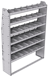 21-5372-6 Profiled back shelf unit 56"Wide x 13.5"Deep x 72"High with 6 shelves
