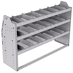 21-5536-3 Profiled back shelf unit 56"Wide x 15.5"Deep x 36"High with 3 shelves