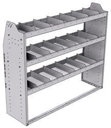 21-5548-3 Profiled back shelf unit 56"Wide x 15.5"Deep x 48"High with 3 shelves