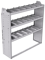 21-5558-3 Profiled back shelf unit 56"Wide x 15.5"Deep x 58"High with 3 shelves
