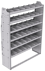 21-5572-6 Profiled back shelf unit 56"Wide x 15.5"Deep x 72"High with 6 shelves