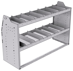 21-5836-2 Profiled back shelf unit 56"Wide x 18.5"Deep x 36"High with 2 shelves