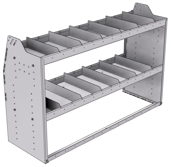 21-5836-2 Profiled back shelf unit 56"Wide x 18.5"Deep x 36"High with 2 shelves