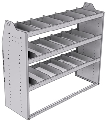 21-5848-3 Profiled back shelf unit 56"Wide x 18.5"Deep x 48"High with 3 shelves