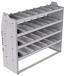 21-5848-4 Profiled back shelf unit 56"Wide x 18.5"Deep x 48"High with 4 shelves