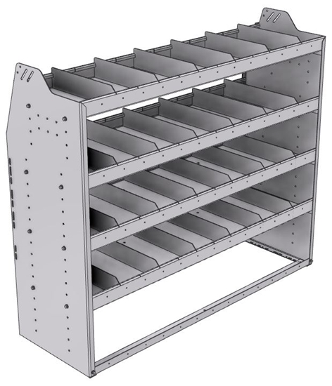 21-5848-4 Profiled back shelf unit 56"Wide x 18.5"Deep x 48"High with 4 shelves