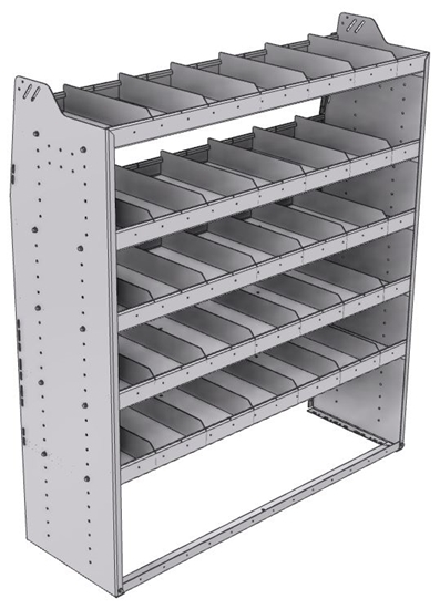 21-5863-5 Profiled back shelf unit 56"Wide x 18.5"Deep x 63"High with 5 shelves