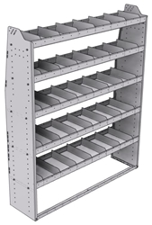 21-6572-5 Profiled back shelf unit 60"Wide x 15.5"Deep x 72"High with 5 shelves