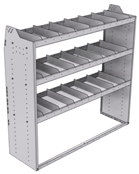 21-6858-3 Profiled back shelf unit 60"Wide x 18.5"Deep x 58"High with 3 shelves