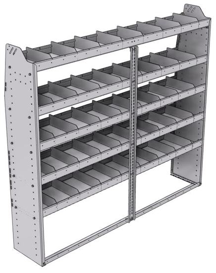 21-7363-5 Profiled back shelf unit 72"Wide x 13.5"Deep x 63"High with 5 shelves