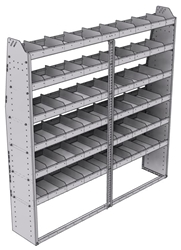 21-7372-6 Profiled back shelf unit 72"Wide x 13.5"Deep x 72"High with 6 shelves