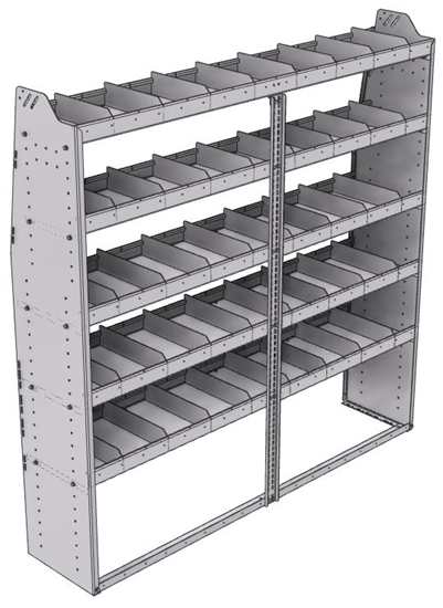 21-7572-5 Profiled back shelf unit 72"Wide x 15.5"Deep x 72"High with 5 shelves